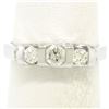 Image 2 : 14K White Gold 0.40 ctw High Bar Set Round Brilliant Cut Diamond Band Ring Sz 6.
