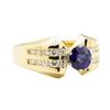 Image 1 : 1.47 ctw Blue Sapphire And Diamond Ring - 14KT Yellow Gold