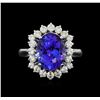 Image 2 : 14KT White Gold 3.88 ctw Tanzanite and Diamond Ring