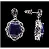 Image 2 : 14.2 ctw Sapphire and Diamond Earrings - 14KT White Gold