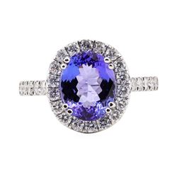 3.29 ctw Tanzanite and Diamond Ring - Platinum
