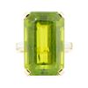 Image 2 : 29.90 ctw Emerald Cut Step Peridot And Diamond Ring - 14KT Yellow Gold