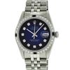 Image 2 : Rolex Mens Stainless Steel Blue Vignette Diamond & Sapphire Datejust Wristwatch