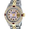 Image 1 : Rolex Ladies 2 Tone Yellow Gold Pink MOP Diamond & String Ruby Datejust Wristwat