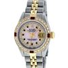Image 2 : Rolex Ladies 2 Tone Yellow Gold Pink MOP Diamond & String Ruby Datejust Wristwat