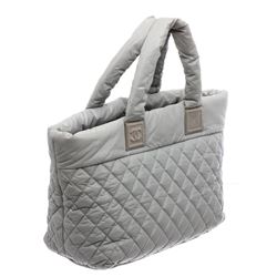 Chanel Grey Quilted Nylon Large Coco Cocoon Tote Bag