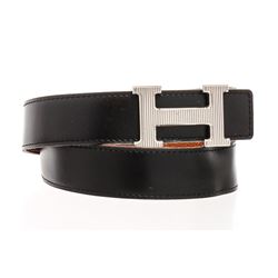 Hermes Black Gold Reversible Striee H 32mm Belt Kit