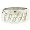 Image 1 : Men's 14k White Gold 1.00 ctw Round Diamond Diagonal Channel WIDE BOLD Band Ring