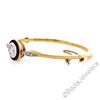 Image 4 : Antique 18kt Yellow Gold and Platinum 2.75 ctw Diamond Ruby Halo Bangle Bracelet