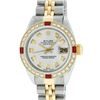 Image 2 : Rolex Ladies 2 Tone Yellow Gold Silver Diamond & Ruby Datejust Wristwatch