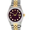 Image 2 : Rolex Mens 2 Tone 14K Maroon Diamond 36MM Datejust Wristwatch