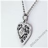 Image 5 : Vintage 14kt White Gold Open Filigree Solitaire Diamond Petite Heart Pendant Nec