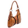 Image 1 : MCM Cognac Visetos Coated Canvas Suede Small Hobo Bag