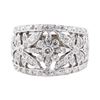 Image 2 : 1.38 ctw Diamond Wide Band Floral Ring - 14KT White Gold