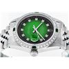 Image 5 : Rolex Mens Stainless Steel Green Vignette Diamond & Emerald Datejust Wristwatch