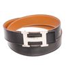 Image 2 : Hermes Black Brown Reversible Leather Constance Belt Palladium Plated H Buckle 8