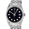 Image 2 : Rolex Mens Stainless Black Diamond 36MM Datejust Wristwatch