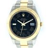 Image 1 : Rolex Mens Yellow Gold And Stainless Steel 41MM Black Roman Datejust 2 Wristwatc