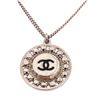 Image 2 : Chanel Silver Tone CC Round Charm Rhinestone Pendant Necklace