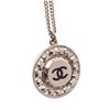 Image 6 : Chanel Silver Tone CC Round Charm Rhinestone Pendant Necklace