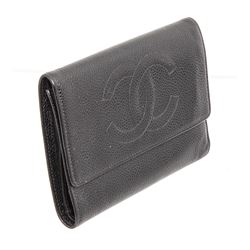 Chanel Black Caviar Leather Timeless Compact Wallet