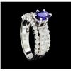 Image 5 : 0.97 ctw Blue Sapphire And Diamond Ring - 14KT White Gold