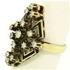 Image 6 : 14k Yellow Gold .90 ctw Round Diamond Black Enamel Marquise Cocktail Ring