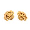 Image 1 : Chanel Vintage Gold Interwoven Clover CC Logo Clip On Earrings