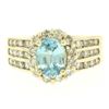 Image 1 : 14kt Yellow Gold 2.35 ctw Aquamarine and Diamond Halo Ring