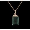 14KT Rose Gold 18.78 ctw Emerald and Diamond Pendant With Chain