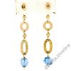 Image 5 : 14kt Yellow Gold Briolette Cut Blue Topaz Bead Long Textured Dangle Earrings