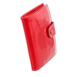 Chanel Red Patent Leather Compact Tab Wallet