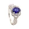 Image 4 : 1.36 ctw Sapphire and Diamond Ring - 18KT White Gold