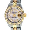 Image 2 : Rolex Ladies 2 Tone Yellow Gold Pink Mother Of Pearl Pyramid Diamond Datejust