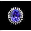 Image 2 : GIA Cert 16.94 ctw Tanzanite and Diamond Ring - 14KT White Gold