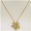 Image 4 : 18k Yellow and White Gold 1.22 ctw Diamond Cluster Flower Pendant Necklace