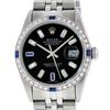 Image 1 : Rolex Mens Stainless Steel Black Baguette Diamond Dial & Sapphire Datejust Wrist