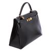 Image 2 : Hermes Noir Box Leather Kelly Sellier 32 Bag
