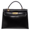 Image 3 : Hermes Noir Box Leather Kelly Sellier 32 Bag