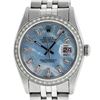 Image 2 : Rolex Mens Stainless Steel Blue MOP Baguette Diamond 36MM Datejust Wristwatch