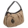 Image 2 : Gucci Brown Diamante Canvas Black Leather Shoulder Hobo Bag