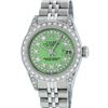 Image 1 : Rolex Ladies Stainless Steel Quickset Green Diamond Lugs Jubilee Datejust Wristw
