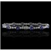 Image 1 : 14KT White Gold 6.48 ctw Tanzanite and Diamond Tennis Bracelet