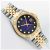 Image 3 : Rolex Mens 2 Tone 14K Blue Vignette String Pyramid Diamond Datejust Wristwatch