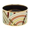 Image 2 : Hermes Beige Multicolor Enamel Gold Plated Extra Wide Bangle Bracelet
