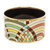 Image 6 : Hermes Beige Multicolor Enamel Gold Plated Extra Wide Bangle Bracelet