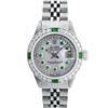 Image 2 : Rolex Ladies Stainless Steel MOP Emerald & Diamond Datejust Wristwatch