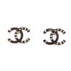 Image 2 : Chanel Black Crystal Faux Pearl CC Stud Earrings