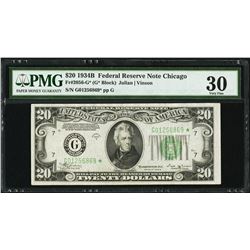 1934B $20 Chicago Federal Reserve STAR Note PMG 30