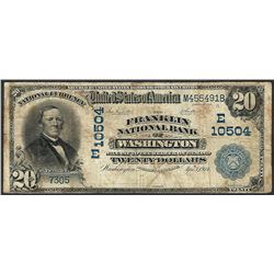 1902 DB $20 Franklin NB of Washington, DC CH# 10504 National Currency Note